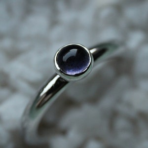 Silver stacking ring with iolite. image 1
