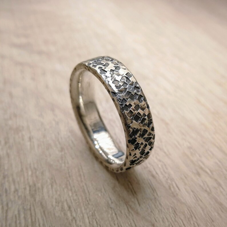 Original heavy wedding ring, handmade, Sterling Silver, 7 mm 0.25 US size image 5