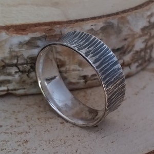 Hollow silver ring with hammered structure mm size image 1