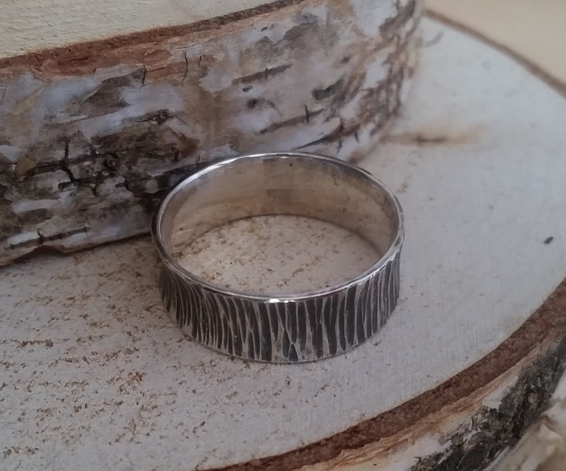 Hollow silver ring with hammered structure mm size image 4