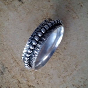 Silver fidget spinner ring, handmade mm size image 1