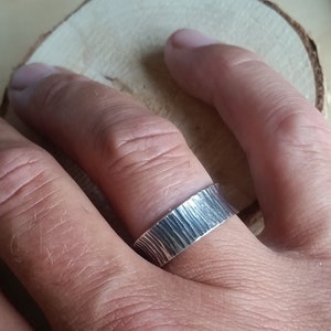 Hollow silver ring with hammered structure mm size image 5