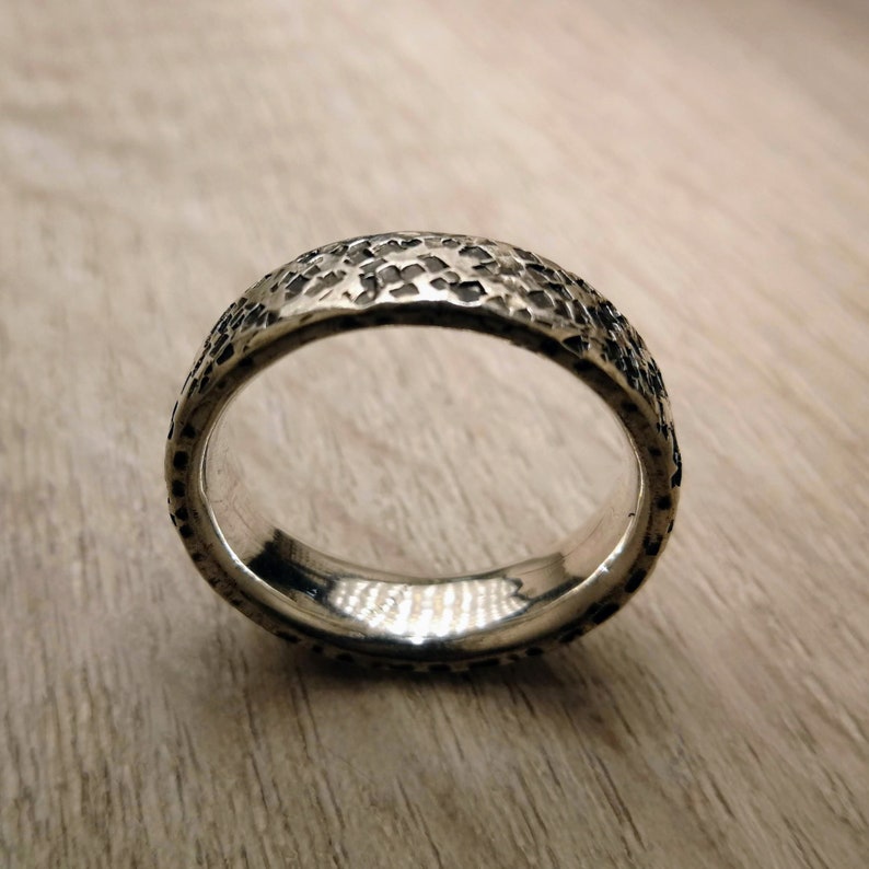 Original heavy wedding ring, handmade, Sterling Silver, 7 mm 0.25 US size image 3
