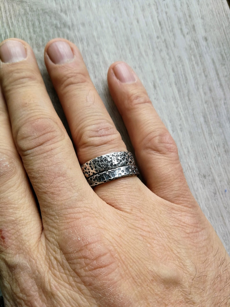 Original heavy wedding ring, handmade, Sterling Silver, 7 mm 0.25 US size image 8