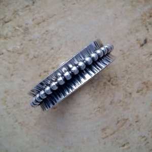 Silver fidget spinner ring, handmade mm size image 4