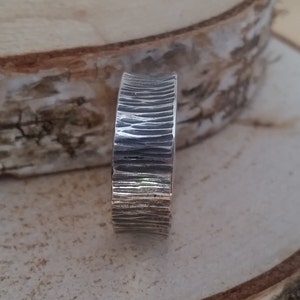 Hollow silver ring with hammered structure mm size image 2