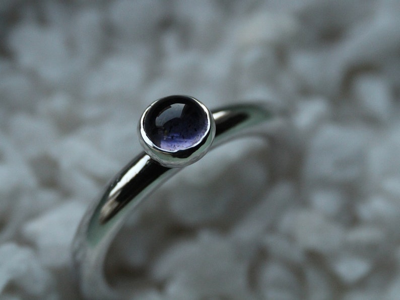 Silver stacking ring with iolite. image 4