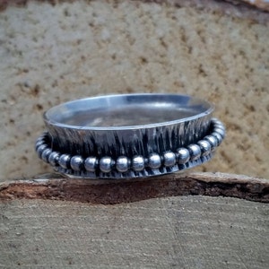 Silver fidget spinner ring, handmade mm size image 2