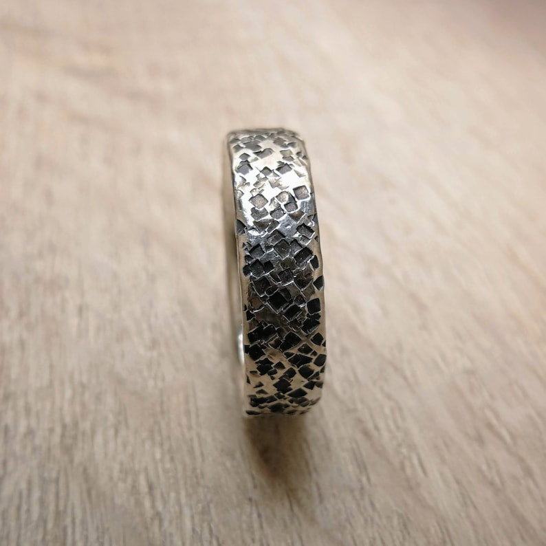 Original heavy wedding ring, handmade, Sterling Silver, 7 mm 0.25 US size image 6
