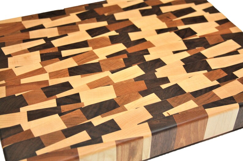Random Pattern End Grain Cutting Board Juice Groove Optional Etsy