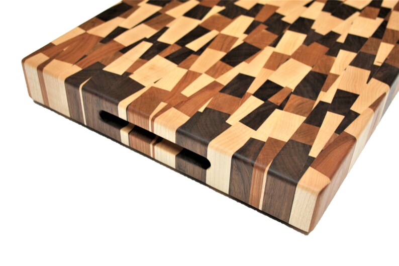 Random Pattern End Grain Cutting Board Juice Groove Optional Etsy