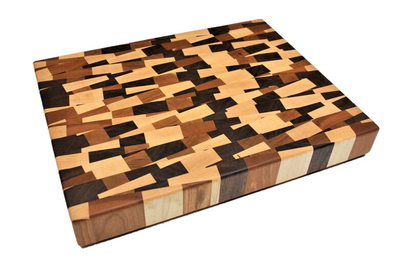 Random Pattern End Grain Cutting Board Juice Groove Optional Etsy