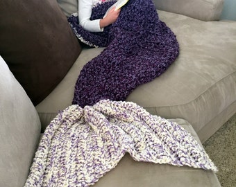 Details about    NAVY TWO TONE MARLED KNIT COZY MERMAID TAIL THROW BLANKET 
