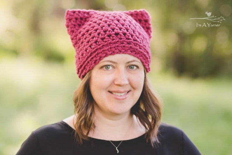 Pink Pussyhat, Pussycat Hat, Pussy Hat, Pink Cat Hat, 2019 International Womens Day, Woman March, Feminist Beanie, Crochet Pussyhat Knit Hat image 6