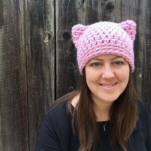 Pink Pussyhat, Pussycat Hat, Pussy Hat, Pink Cat Hat, 2019 International Womens Day, Woman March, Feminist Beanie, Crochet Pussyhat Knit Hat image 2