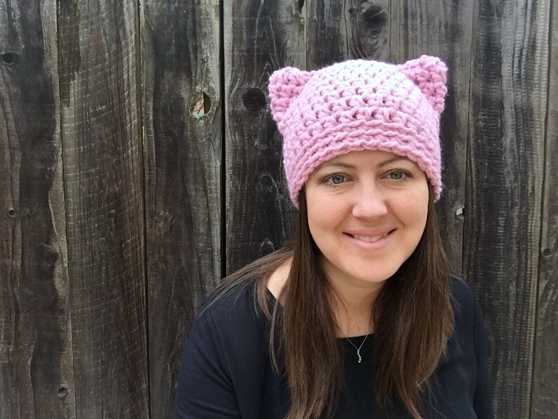 Pink Pussyhat, Pussycat Hat, Pussy Hat, Pink Cat Hat, 2019 International Womens Day, Woman March, Feminist Beanie, Crochet Pussyhat Knit Hat image 2