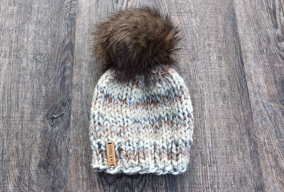 Chunky Knit Hat Gender Neutral Beanie Faux Fur Baby Hat Etsy