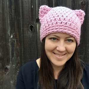 Pink Pussyhat, Pussycat Hat, Pussy Hat, Pink Cat Hat, 2019 International Womens Day, Woman March, Feminist Beanie, Crochet Pussyhat Knit Hat image 3