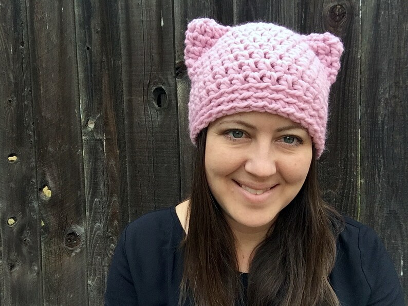 Pink Pussyhat, Pussycat Hat, Pussy Hat, Pink Cat Hat, 2019 International Womens Day, Woman March, Feminist Beanie, Crochet Pussyhat Knit Hat image 3