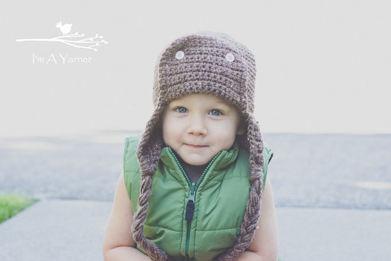 Tan Aviator Hat Baby Pilot Cap First Birthday Airplane Hat