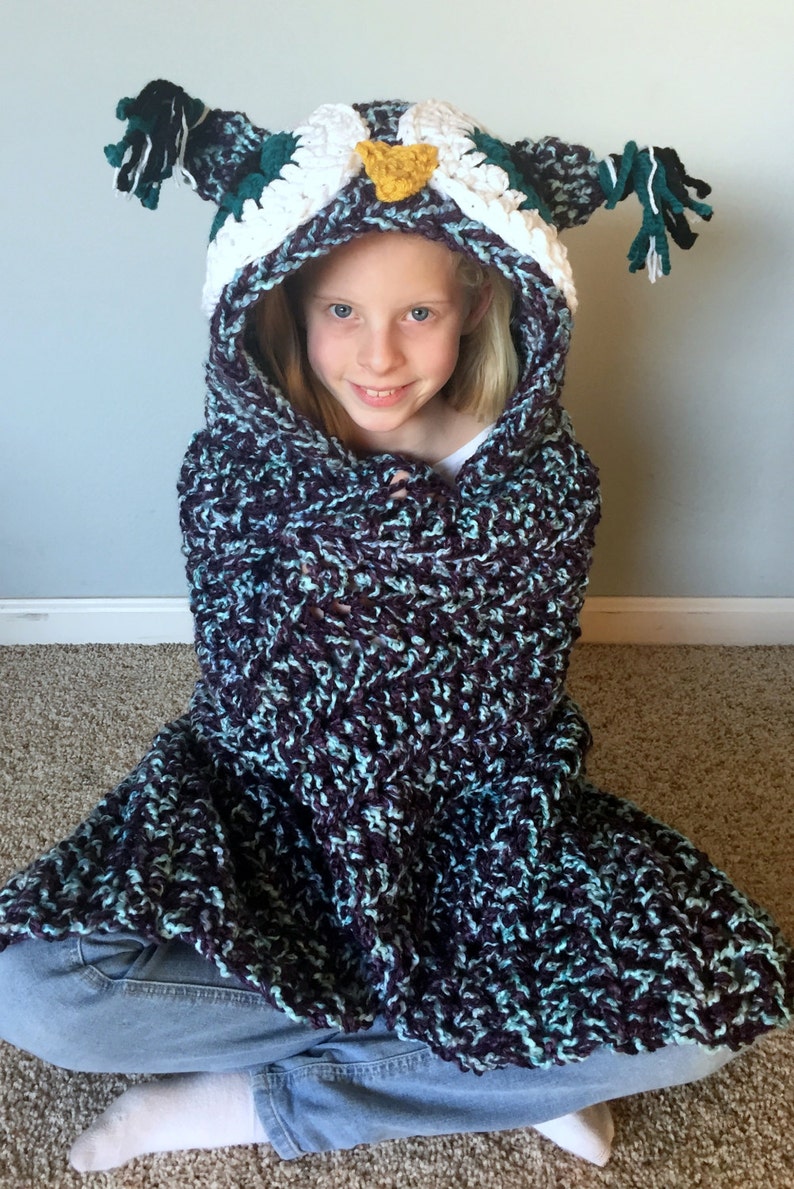 Hooded Owl Blanket Owl Hood Crochet Blanket Handmade Etsy