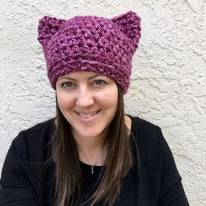 Pink Pussyhat, Pussycat Hat, Pussy Hat, Pink Cat Hat, 2019 International Womens Day, Woman March, Feminist Beanie, Crochet Pussyhat Knit Hat image 7