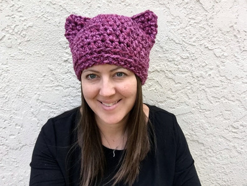 Pink Pussyhat, Pussycat Hat, Pussy Hat, Pink Cat Hat, 2019 International Womens Day, Woman March, Feminist Beanie, Crochet Pussyhat Knit Hat image 7