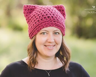 Pink Pussyhat, Pussycat Hat, Pussy Hat, Pink Cat Hat, International Womens Day, Woman March 2019, Feminist Beanie, Roe v Wade Hat,