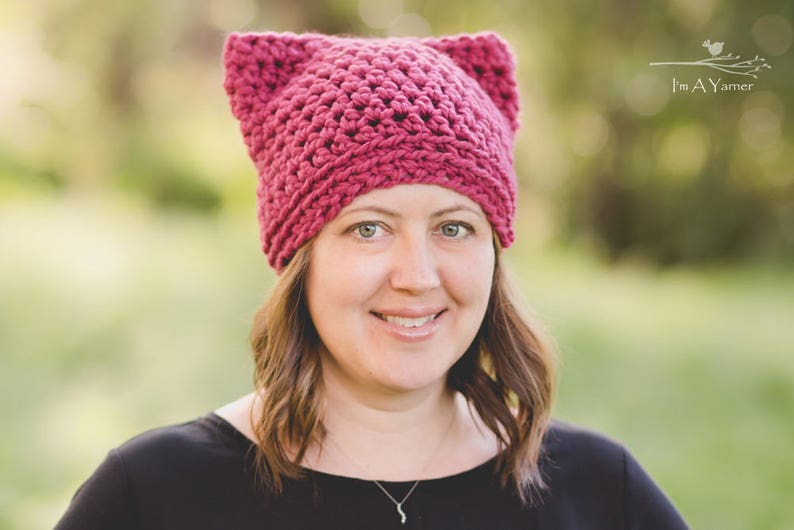 Pink Pussyhat, Pussycat Hat, Pussy Hat, Pink Cat Hat, International Womens Day, Woman March 2019, Feminist Beanie, Roe v Wade Hat, image 1