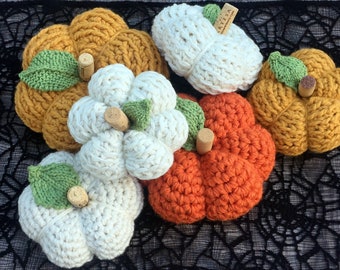 Halloween Pumpkins, Candy Corn Pumpkins, Farmhouse Pumpkins, Country Pumpkins, Fall Home Decor, Knit Pumpkin, Crochet Pumpkin, Holiday Decor