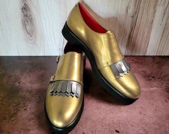 Mocassins dorés steampunk Pas de Rouge pour femmes, taille 40