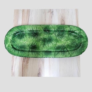 Vintage Vietri Foglia Green Leaf Large Serving Tray Dish
