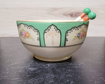 1920s Porcelain Salad Bowl - Noritake Handpainted Japan - 3pc set