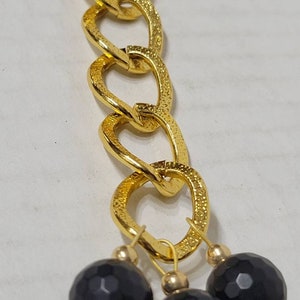 Black Onyx Triple Strand Necklace Black Red and Gold Jewelry image 5
