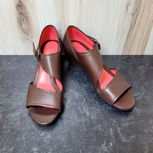 Italian Designer Wedge Sandals in Chocolate Brown - Womens EU41