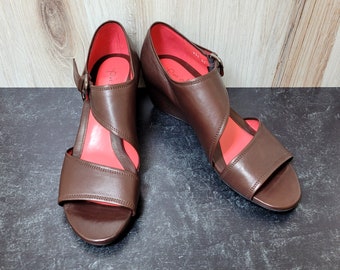 Sandalias de cuña de diseñador italiano en marrón chocolate - Mujer EU41