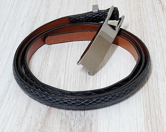 Vintage Joan & David Leather Belt Faux Snakeskin - Size L 38"