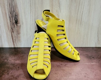 Yellow Nubuck Cutout Slingback - Womens EU40