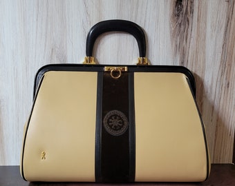Roberta di Camerino Block Stripe Leather Handbag, Made in Italy