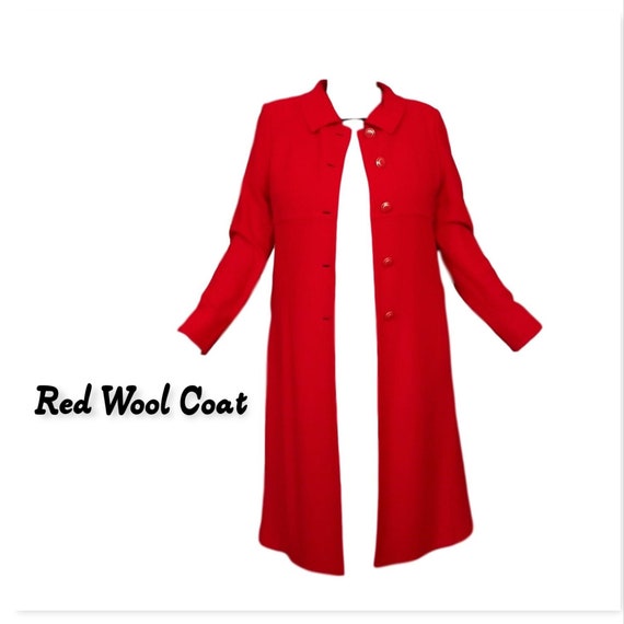 Red Wool Coat-Designer St John Collection Overcoat
