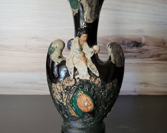 Sumida Gawa Winged Vase Signed by Ishiguro Koko - Japanese Pottery