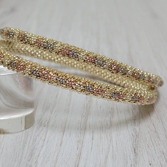 Gilded Gold Silver and Bronze Bangles - Art Deco … - image 1