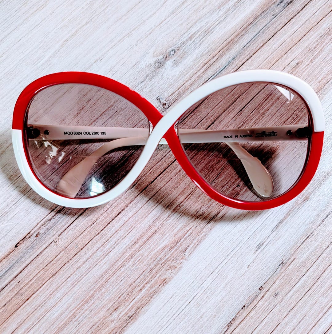 Colorblock Frame Vintage Silhouette 3024 Sunglass Frames, Red and White Colorblock ...