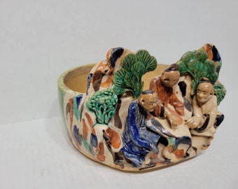 Japanese Sumida Gawa Planter Bowl - Hand Thrown Late 19th Century