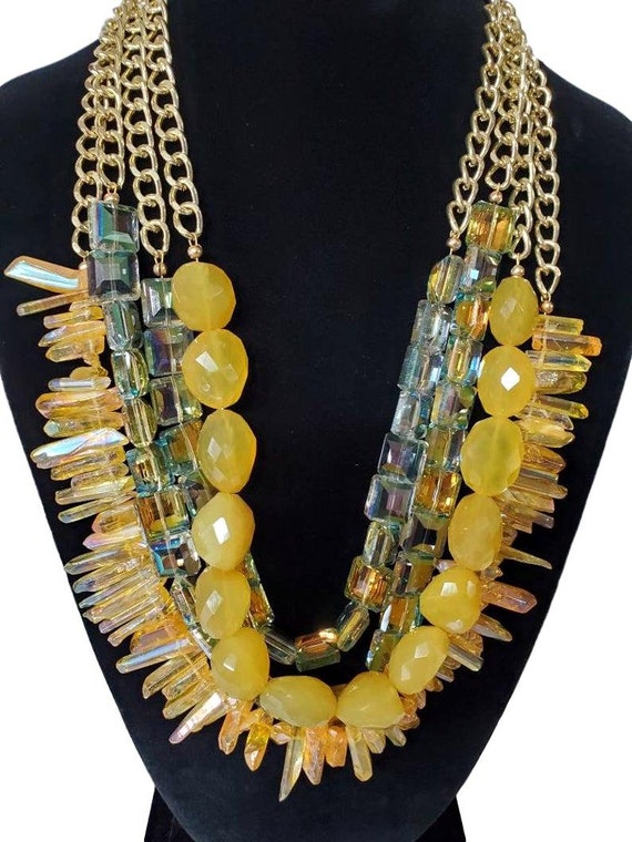 Statement citrine necklace discount
