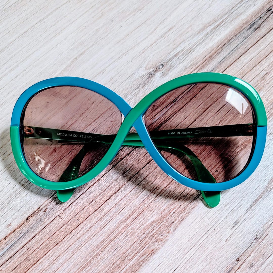 Colorblock Frame Vintage Silhouette 3024 Sunglass Frames, Green and Blue Colorblock ...