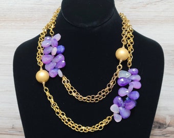 XLong Amethyst and Gold Vermeil Bead Necklace - One of a Kind Jewelry