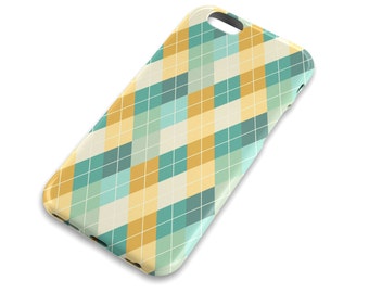 Argyle Plaid cell phone case, Harelquin, Vintage, Green, Orange, Mens, Womens, Samsung Galaxy, Note, 6, 6 plus, 5, 4 etc