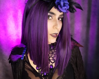 Headdress Lila, Violett, Viollett, Facinator, Hut, Viktorianisch, Gothic, Hut, Kopfschmuck, Federn, Romantisch