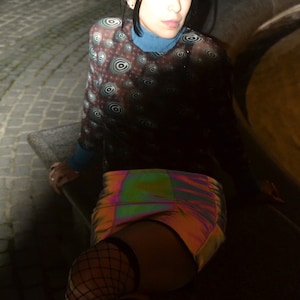 Techno *Goa* Cyber *Cyberpunk* Gothic* Goth* Skirt, miniskirt, skirt, elastic, reflect, bright